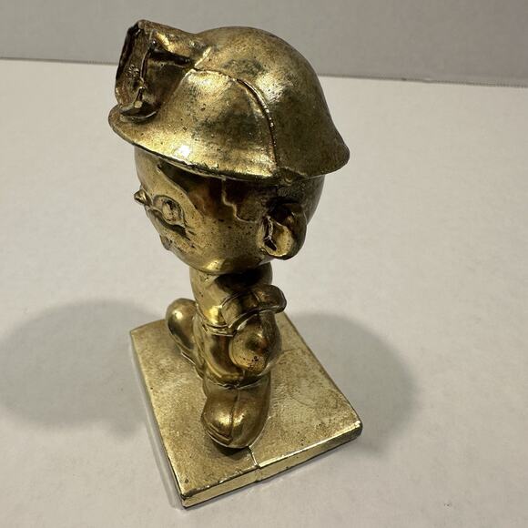 VTG Gold Tone Metal PHILLIPS 66 Petroleum Gas & Oil Field Worker Mascot Figurine - Picture 4 of 12